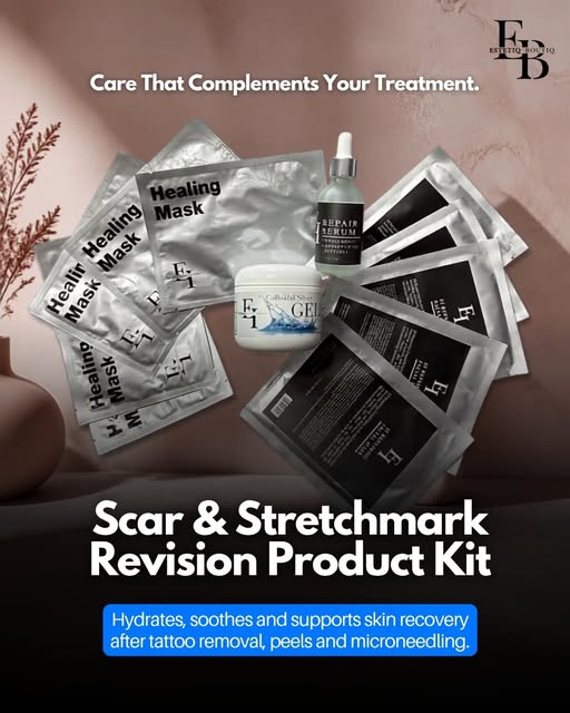 The Scar & Stretchmark Revision Product Kit brings together targeted products designed to hydrate, s