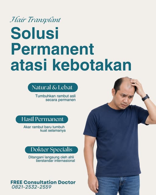 Solusi permanen bebas botak hadir buat kamu! Rambut kembali lebat, natural, dan percaya diri meningk
