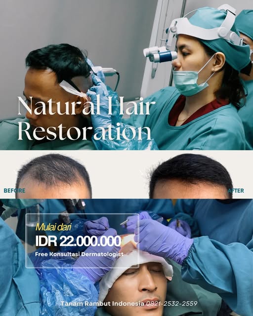 Natural hair restoration, dirancang untuk hasil rambut yang terlihat lebih natural dan menyatu denga