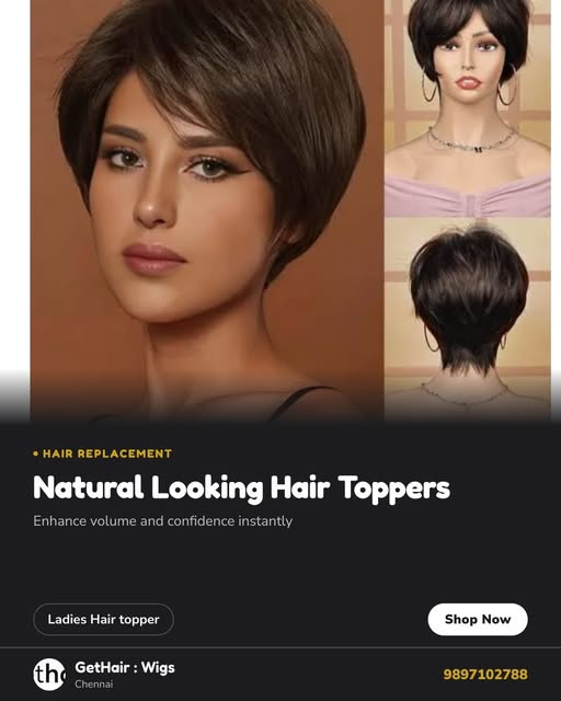 Discover natural-looking hair toppers and real hair wigs at GetHair: Wigs in Chennai. Perfect for en