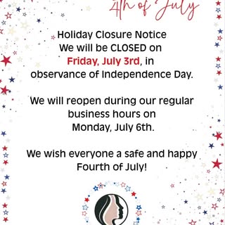 We’ll be closed on Friday, July 3 in observance of Independence Day.
We hope you have a fun safe and