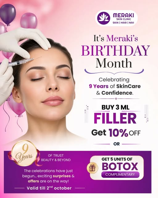 🎉 Meraki Skin Clinic is celebrating 9 fabulous years! 💜✨

It’s our Birthday Month, and we’re celeb