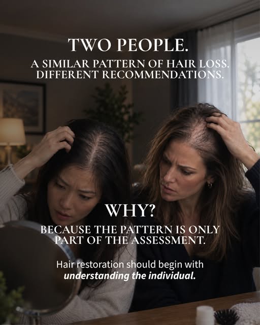 Why might two people with apparently similar hair loss receive very different recommendations?
The v