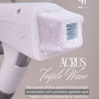 Na nossa clínica, trabalhamos com o Acrus Triple Wave, uma tecnologia avançada de depilação a laser 