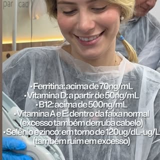Seus exames precisam estar assim pro seu cabelo parar de cair 🧬

Ferritina, vitamina D, B12, A, E, 