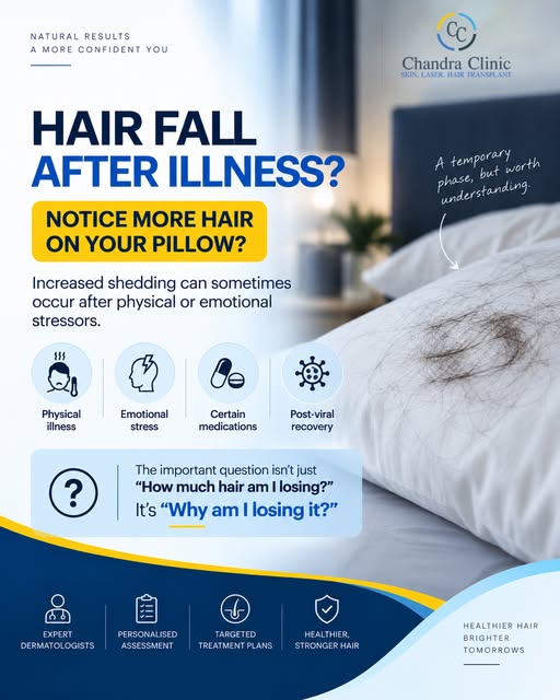 ### Caption

Hair fall after an illness can be temporary—but understanding **why it’s happening** ma