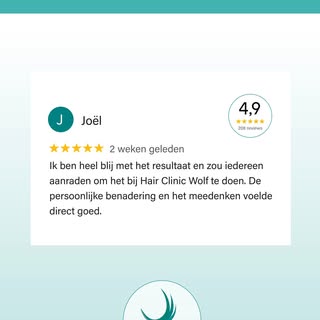 ⭐⭐⭐⭐⭐
"Ik ben heel blij met het resultaat en zou iedereen Hair Clinic Wolf aanraden."

Bedankt voor 