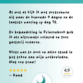 ⭐⭐⭐⭐⭐
Een ontspannen behandeling, persoonlijke aandacht en vertrouwen in het proces. Daar doen we he