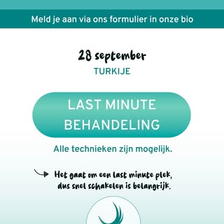 Laatste plekjes vrij! 🚨 Op 28 september is er in Turkije nog een plekje vrij voor een behandeling. 
