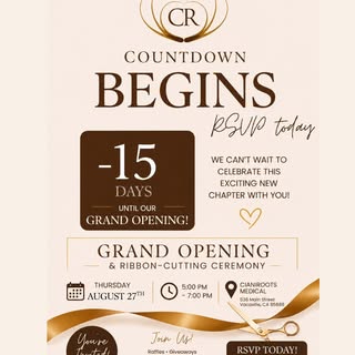 🎉 ONLY 15 DAYS TO GO! 🎉
The countdown is officially on… Ciani Roots Medical’s Grand Opening & Ribb