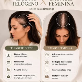 Queda capilar e alopecia androgenética não são a mesma coisa.

A queda capilar pode ocorrer de forma