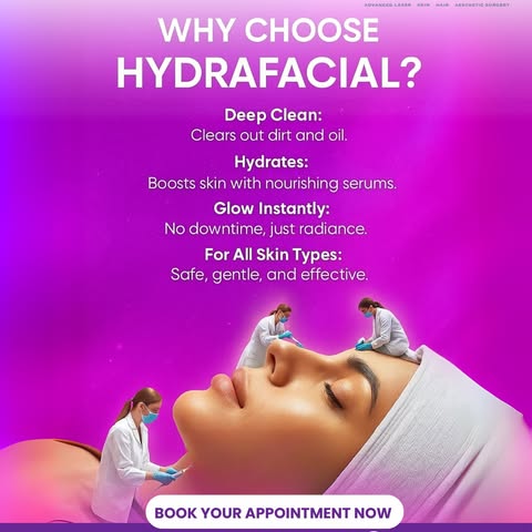 ✨ HydraFacial – Your Shortcut to Radiant Skin! ✨
Wondering why everyone’s talking about HydraFacial?