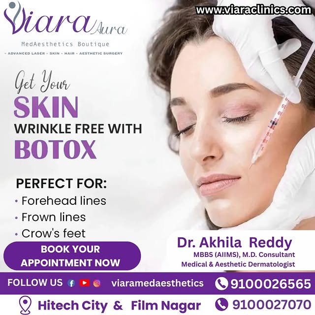 ✨ Get a Youthful Look with BOTOX at Viara Aura!
Say goodbye to wrinkles and fine lines – perfect for
