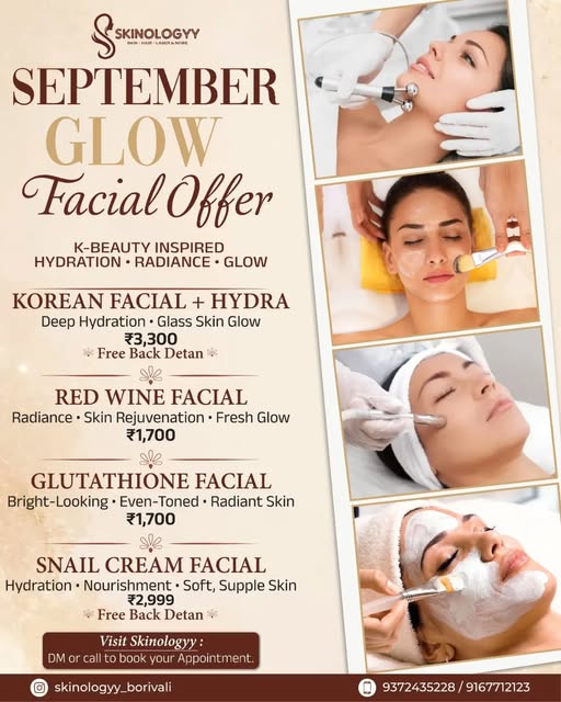 Give your skin the care it deserves with our September Glow Facial Offers at Skinologyy 🤎✨

From de