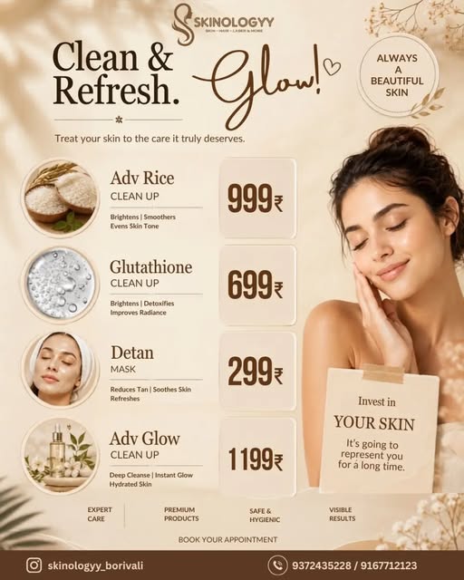 ✨ Refresh. Rejuvenate. Glow! ✨

Give your skin the care it deserves with our special Clean-Up & Deta