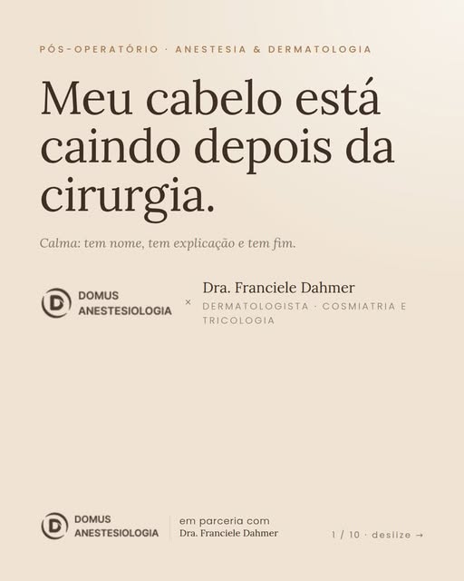 Meu cabelo está caindo depois da cirurgia. É normal?

Sim. Tem nome, tem explicação e tem fim.

Cham
