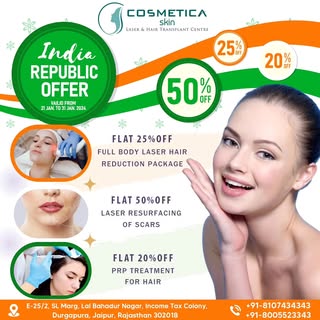 Celebrate Radiance this Republic Day! ✨ Cosmetica Skin Clinic, Jaipur, presents an exclusive offer w