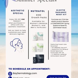 Summer Specials are here!
Take advantage of our seasonal savings on select treatments and services.
