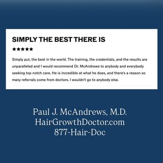 Dr Paul McAndrews is recognized globally as the hair transplant expert by his physician peers, the m