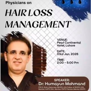 "Hair Loss Management" by Dr. Humayun Mohmand.

📞 For Registration: 03097775472