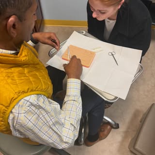 A great reminder that medicine is a team sport.

Dr. G demonstrating suture technique with Brittany 