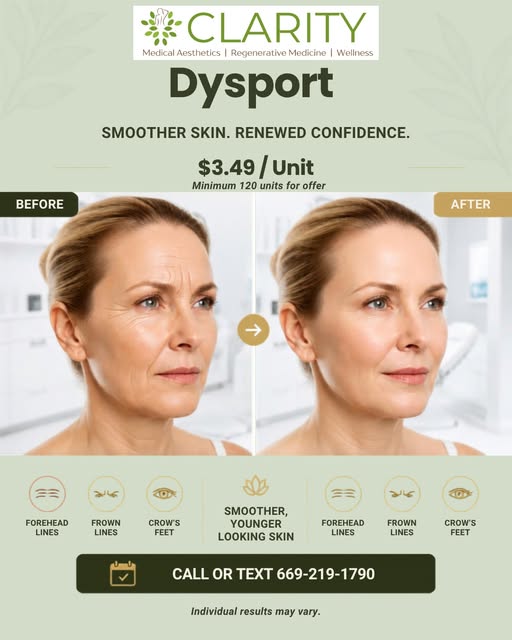 Soft, natural Dysport results that refresh your look without freezing your expression.
Fewer lines, 