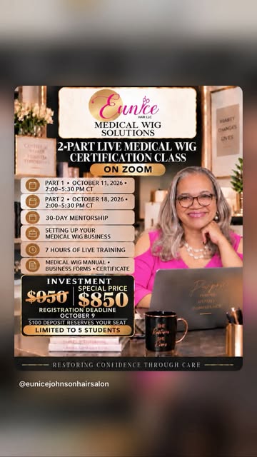 GET YOUR  MEDICAL CREDENTIALS TO HELP PATIENTS WITH MEDICAL HAIR LOSS. 
2 Day ZOOM Class and Free 30