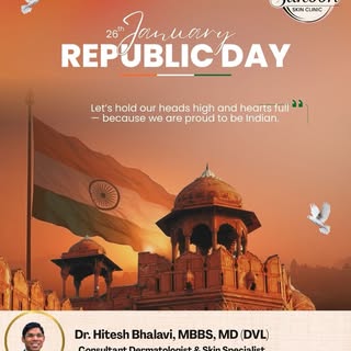 🇮🇳 Sukoon Clinic by Dr. Hitesh Bhalavi extends warm wishes on the occasion of Republic Day.
Let’s 