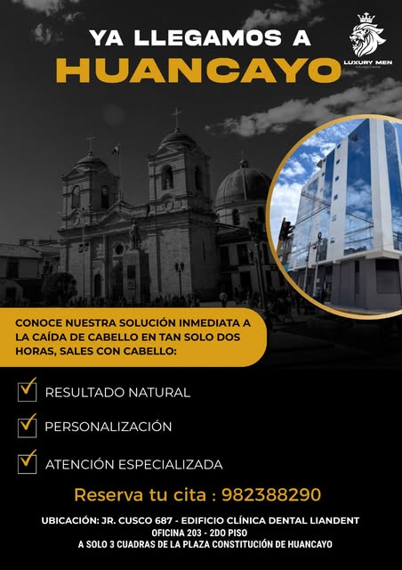 🌟 ¡HUANCAYO, YA ESTAMOS AQUÍ!

Llegamos para seguir cambiando la vida de más hombres con calvicie. 