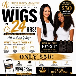 🚨 STOP WAITING WEEKS FOR A CUSTOM WIG.

Need a custom wig fast? We’ve got you.

At Power Wig Lab, w