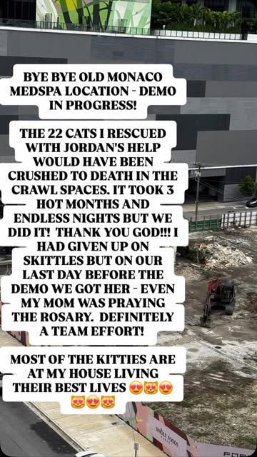 After 3 brutal months, 22 feral cats have been rescued and the old Monaco MedSpa building is officia