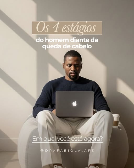 Os 4 estágios do homem diante da queda de cabelo. Em qual você está agora? 👇

Estágio 1: "É a luz d