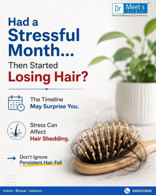 One interesting thing about stress-related Hair Fall is that the shedding doesn't necessarily happen