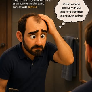 ➡️ A calvície pode afetar a forma como você se enxerga. Buscar orientação médica é o primeiro passo.