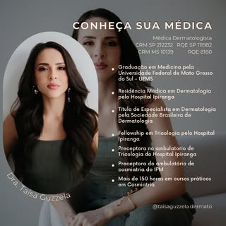 ➡️ Passe pro lado e conheça mais sobre a minha trajetória como médica dermatologista com pós graduaç