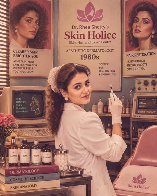 POV: You walked into a dermatology clinic… but the year is 1985. 📸✨

#skinholicc #drrheashetty #ret
