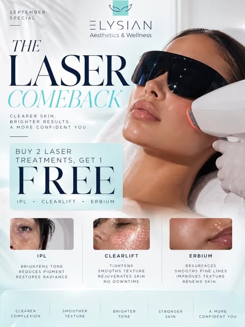 It’s officially time to reset, refresh, and invest in your skin. This month at Elysian:

The Laser C