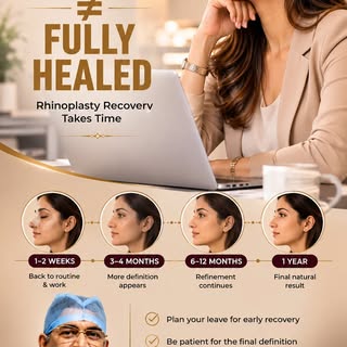 Back to work doesn’t mean fully healed after rhinoplasty.

Many patients can return to desk work and