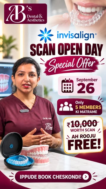 🦷✨ INVISALIGN SCAN OPEN DAY – SPECIAL OFFER!

Mee smile ni transform cheyyalani anukuntunnara? 😍
S