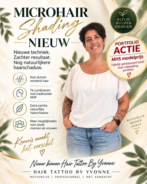 Nieuw bij Hair Tattoo By Yvonne: Micro Hair Shading ✨

Dunner wordend haar, een zichtbare hoofdhuid 