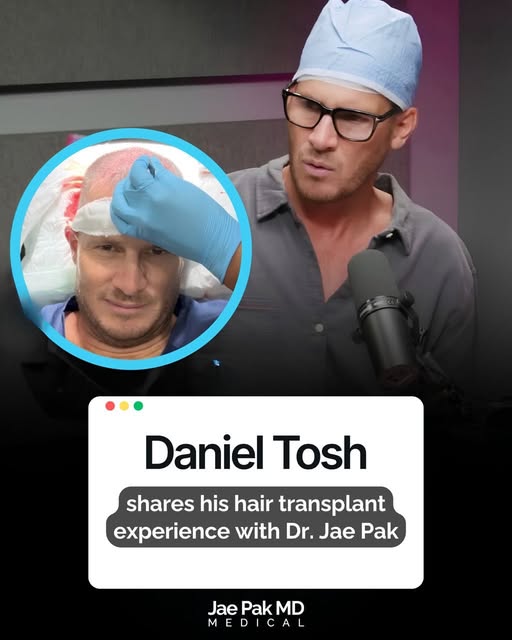 Daniel Tosh got a hair transplant with Dr. Jae Pak and has openly shared his experience with the pro