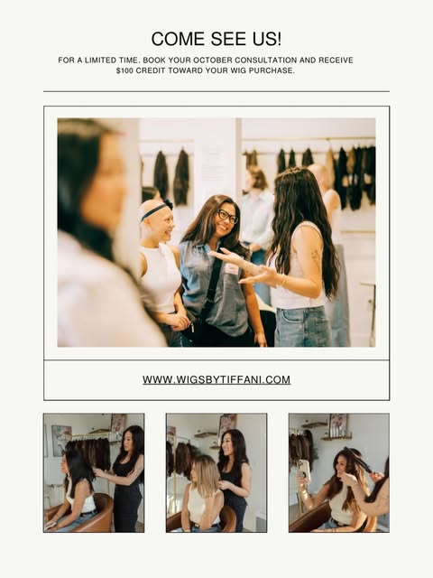 ✨ BOOK YOUR OCTOBER CONSULTATION ✨

Ready to find your perfect wig? 🤍 Book an in-person consultatio