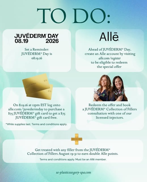 JUVÉDERM® Day is coming! 💉 Save the date for August 19.

Here’s what you need to know:

Make sure y