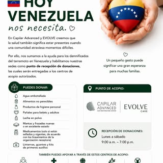 🇻🇪 Hoy Venezuela nos necesita.

En Capilar Advanced y EVOLVE creemos que la salud también signific