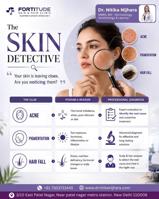 Your Skin Is Always Leaving Clues. Are You Noticing Them? 🔍✨

Acne, pigmentation, and hair fall are