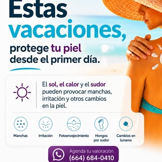 ☀️ Disfruta tus vacaciones sin descuidar tu piel.

La exposición al sol, el calor y el sudor pueden 