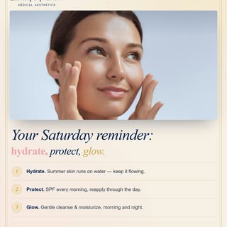 Your Saturday reminder: hydrate, protect, glow.

Hydrate: summer skin runs on water, keep it flowing