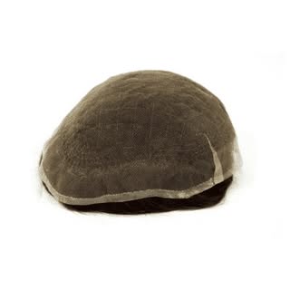 French lace toupee with bleached knots in the front. Available in 2 sizes. Colors #1BT only...

http