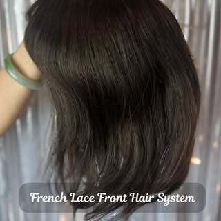 Meet our elegant French lace hair system BHHP005 for women in a rich 1B dark brown shade. With 12 in