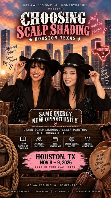 🤠 TEXAS SMP, PMU, BARBER & HAIR PROFESSIONALS — LEARN SCALP SHADING IN HOUSTON • NOVEMBER 8–9 • ALM